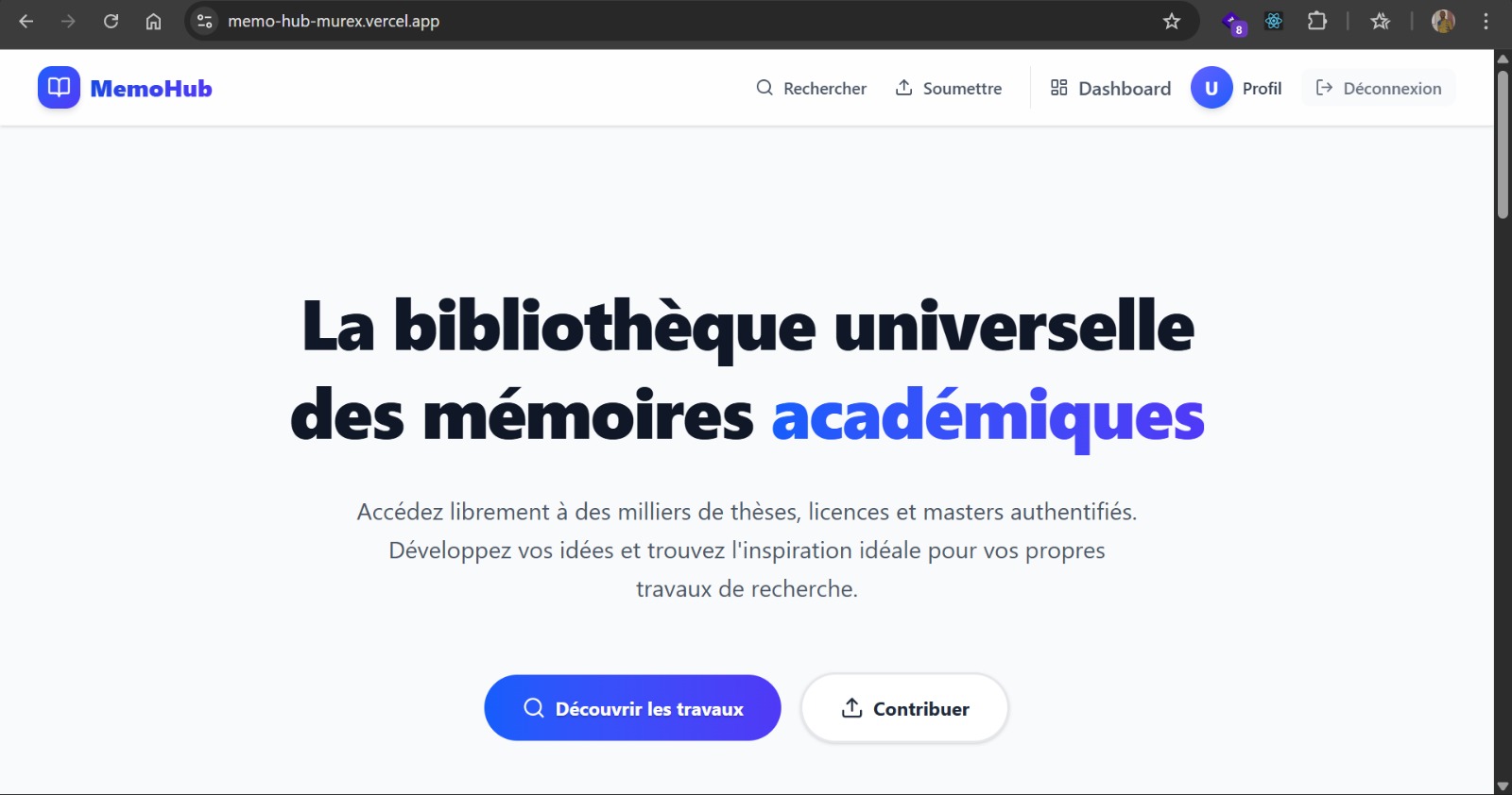 MemoHub : L'infrastructure de confiance pour le savoir académique africain
